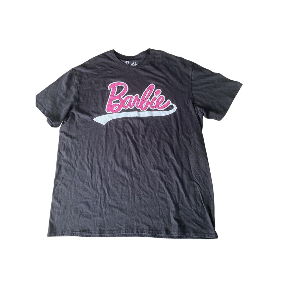 Unisex Mattel Barbie Black Short Sleeve T-shirt Hot Pink Graphic Spellout 2XL